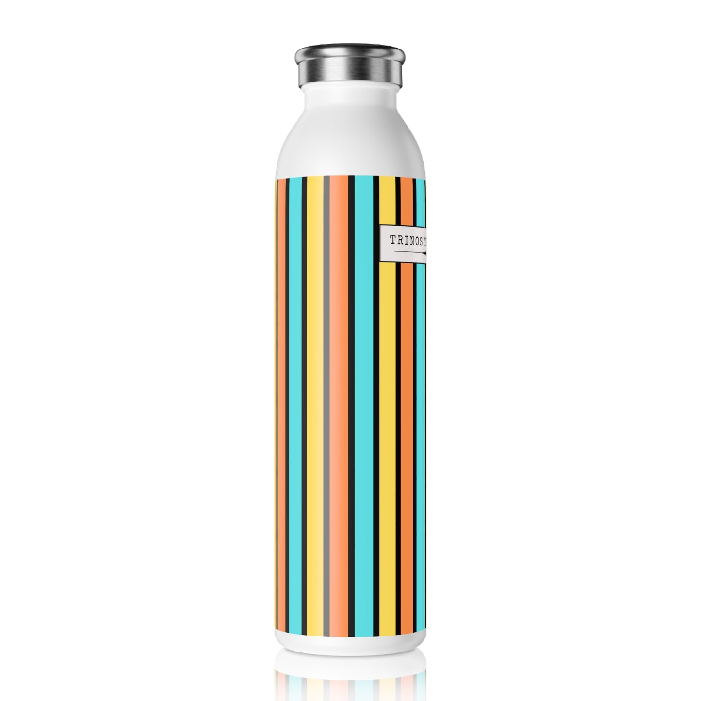 FUnky 70's Style Retro Striped 20oz Slim Water Bottle in Goldenrod/Teal/Orange