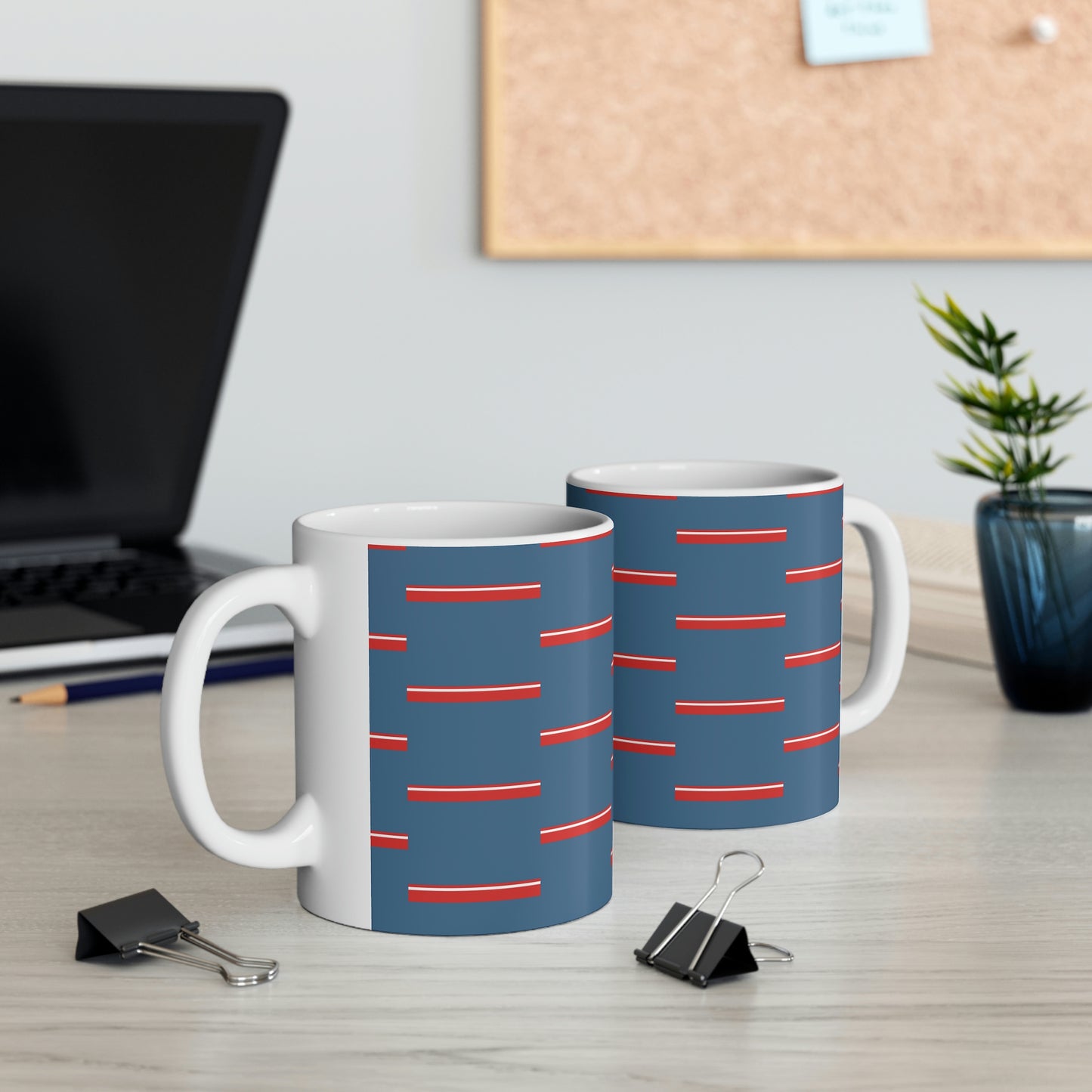 Red Line Horizon Sea Blue Ceramic Mug 11oz