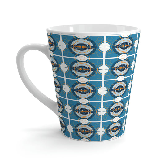 Deco Blue Oscillation Graphic Latte Ceramic Mug