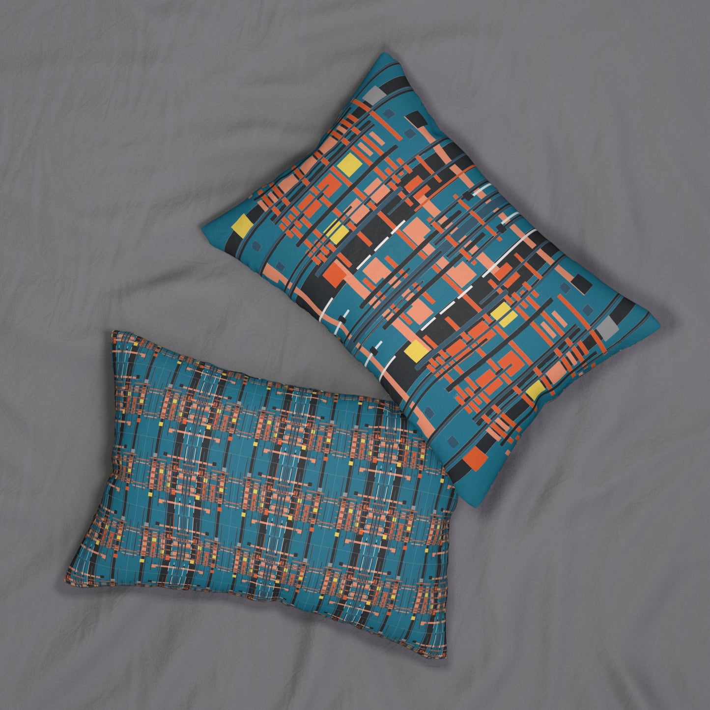 Solar Complex 7A - Medium Electric Blue Bamboo Spun Polyester Lumbar Pillow - 2 Sided Print