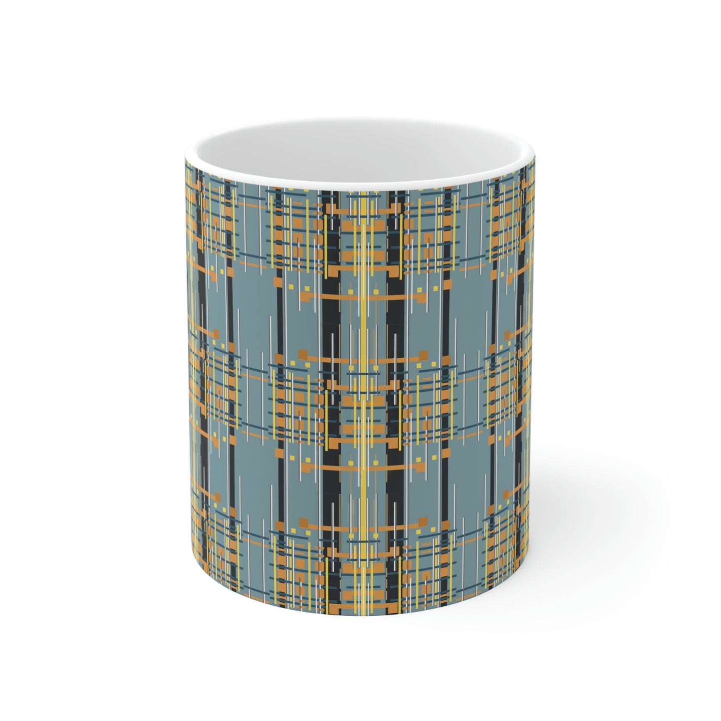 Bamboo Inspired Graphic Ceramic Mug in Light Grey