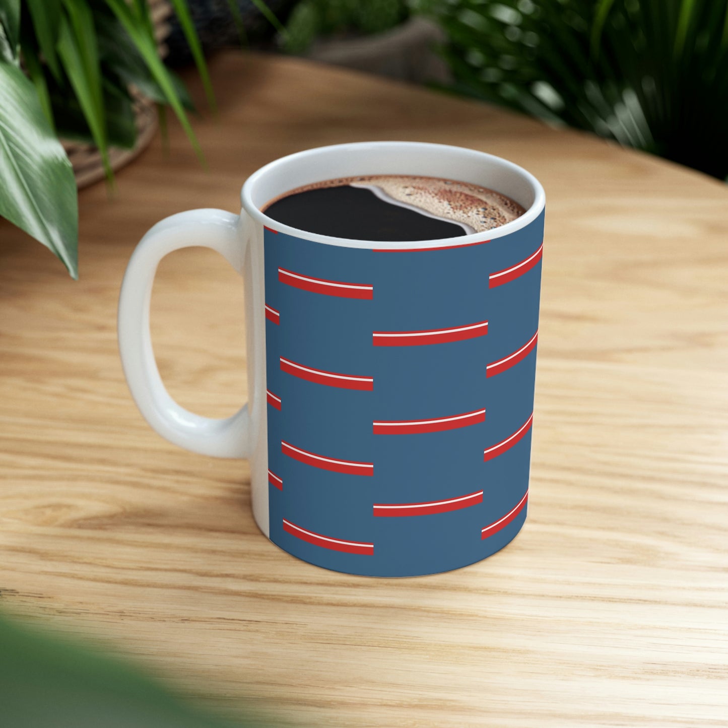 Red Line Horizon Sea Blue Ceramic Mug 11oz