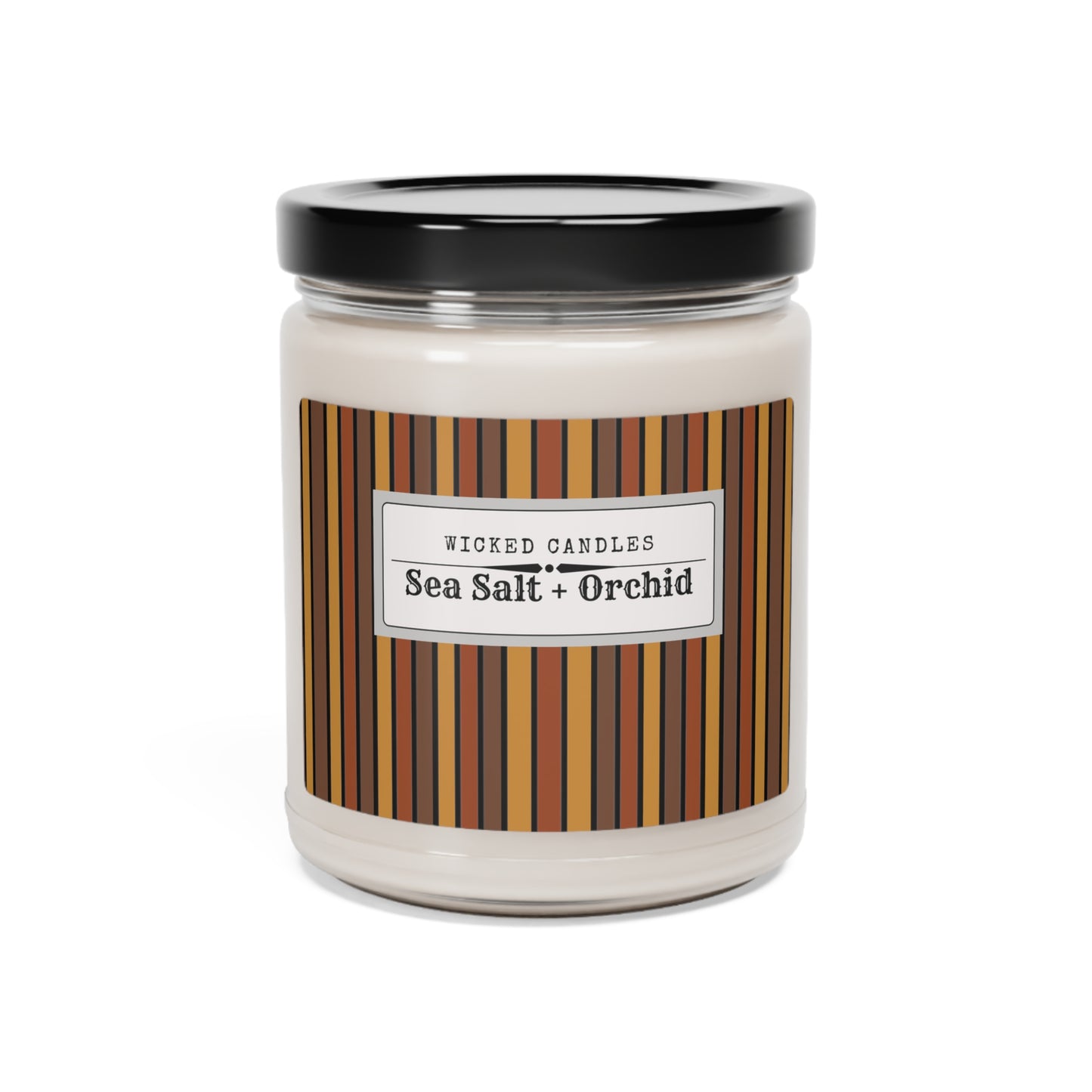 Funky 70's Style Retro Striped Scented Soy Candle, 9oz in Shades of Mahogany