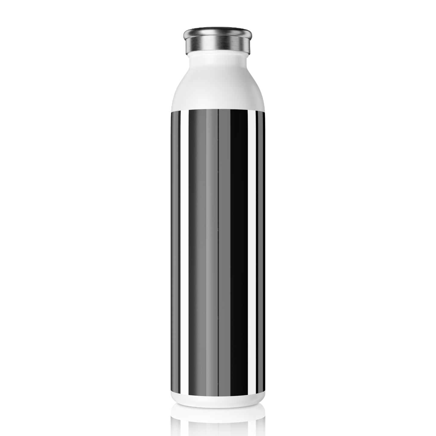 Funky 70's Style Retro Striped 20oz Slim Water Bottle in Monochrome Black/White/Grey