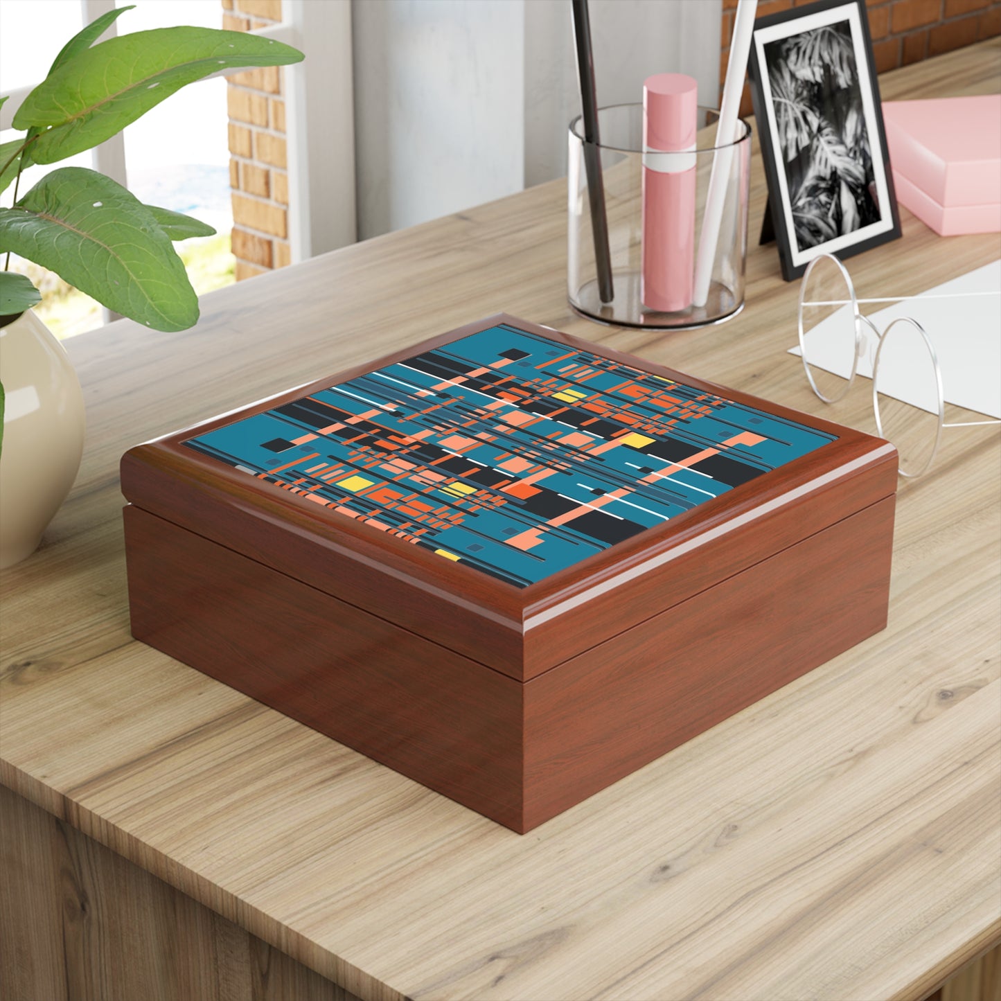 Jewelry Box: Medium Electric Blue Bamboo