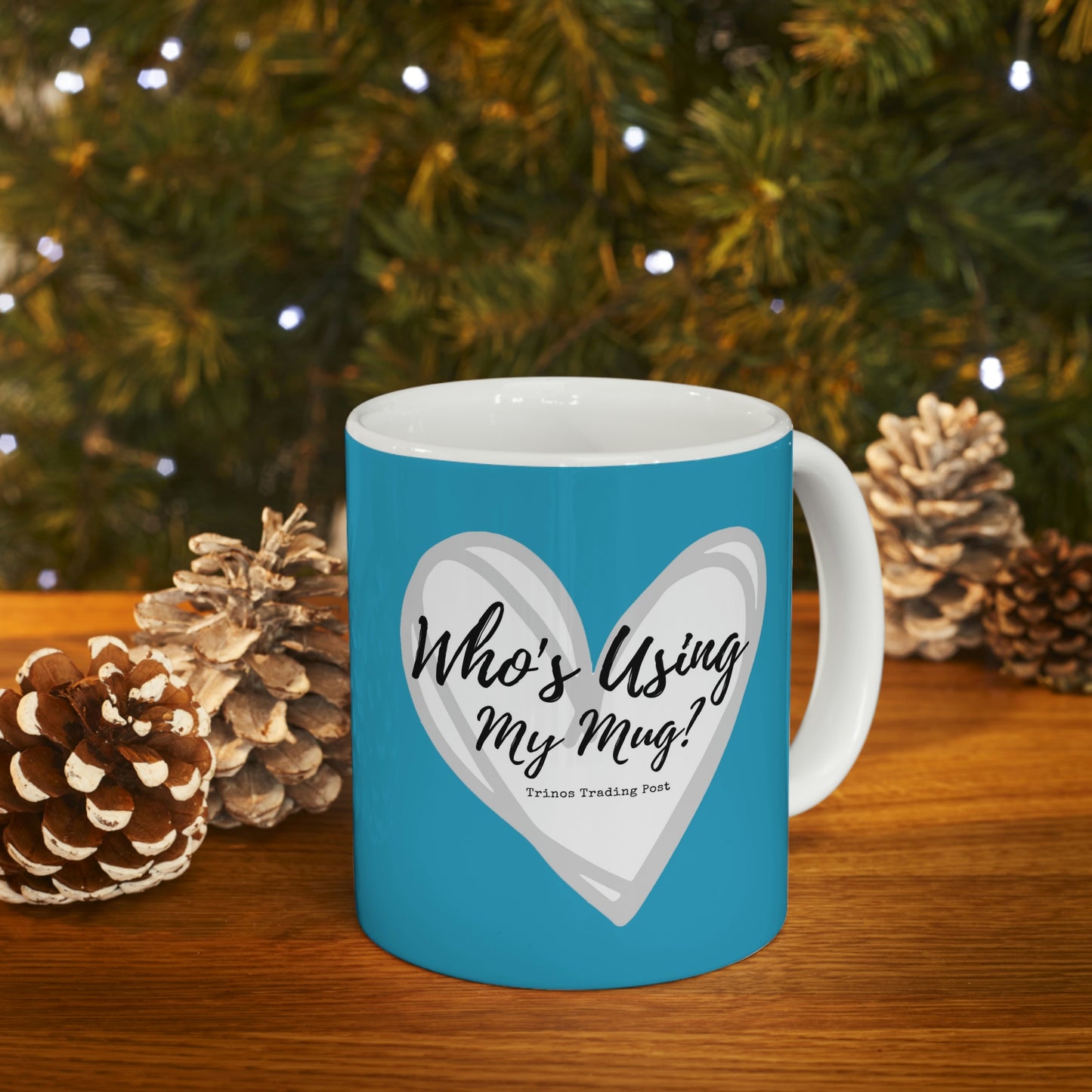 Who's Using My Mug? Brand Graphic 11oz Ceramic Mug in Turquoise