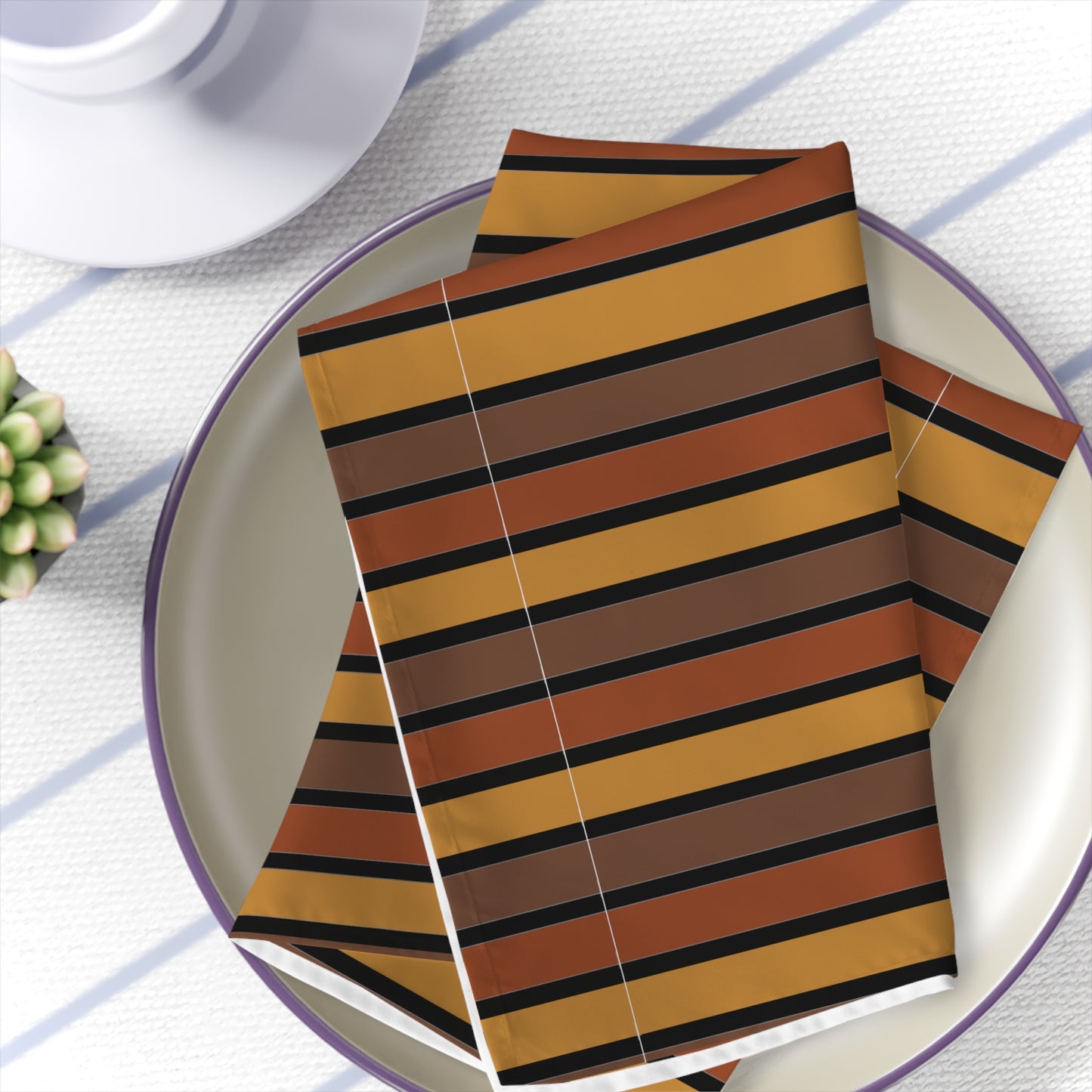 Funky 70's Style Striped Napkin: Shades of Mahogany