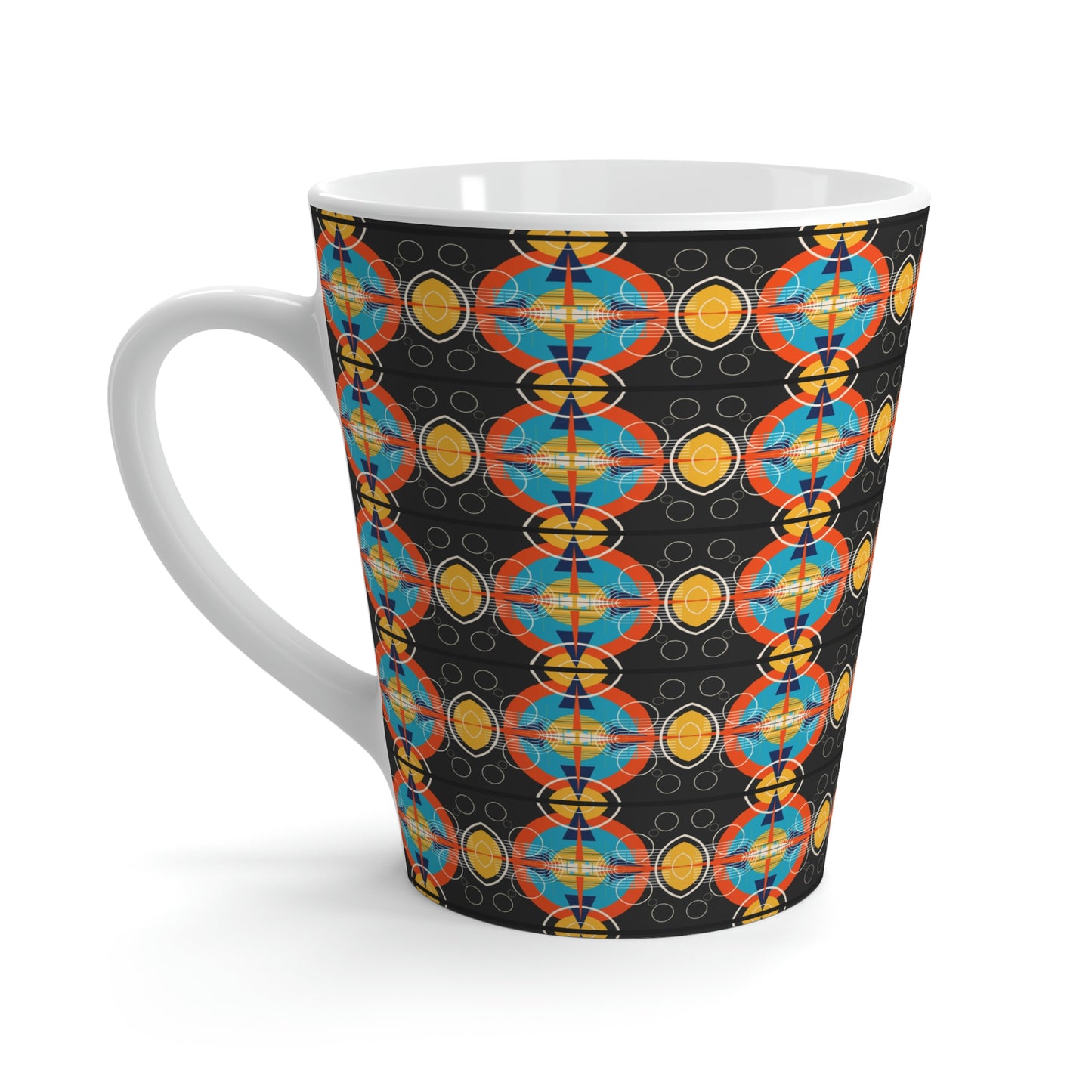 Deco Black Oscillation Graphic Latte Ceramic Mug