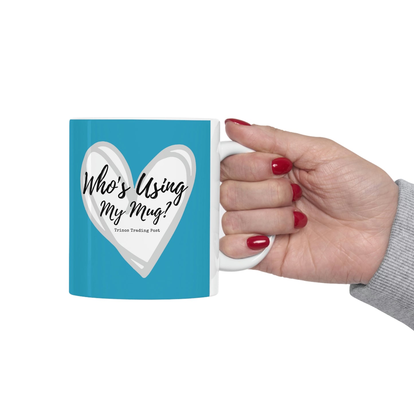 Who's Using My Mug? Brand Graphic 11oz Ceramic Mug in Turquoise