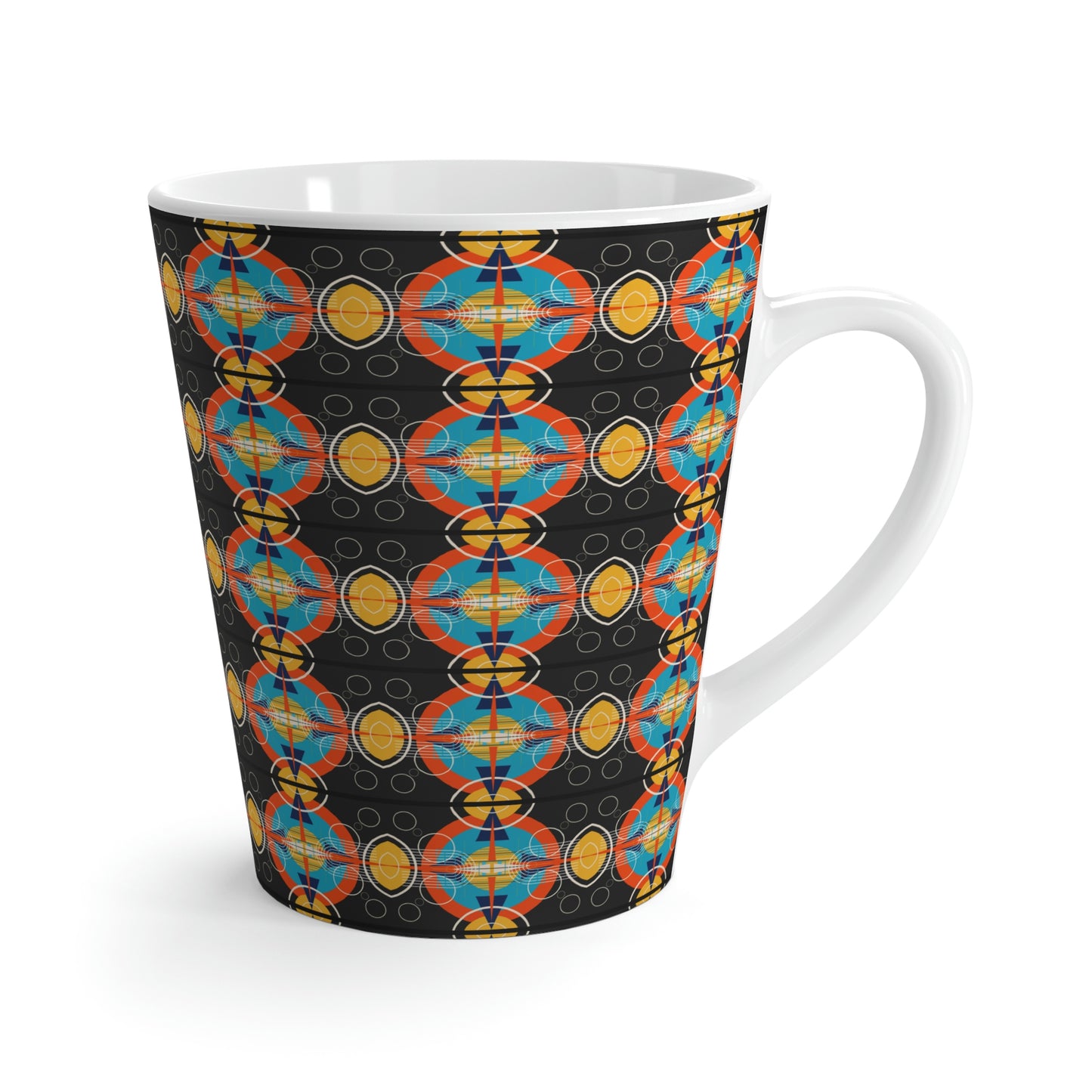 Deco Black Oscillation Graphic Latte Ceramic Mug