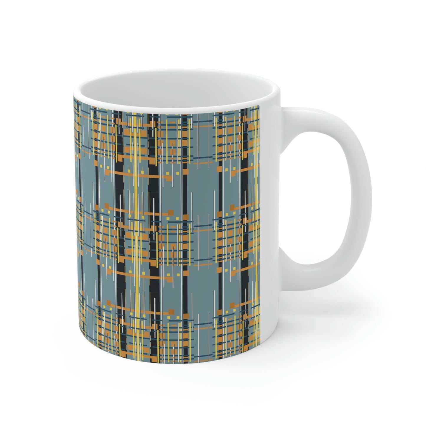 Bamboo Inspired Graphic Ceramic Mug in Light Grey