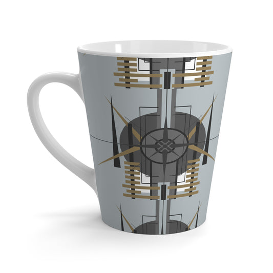 Deco Techno Grey Oscillation Graphic Latte Ceramic Mug