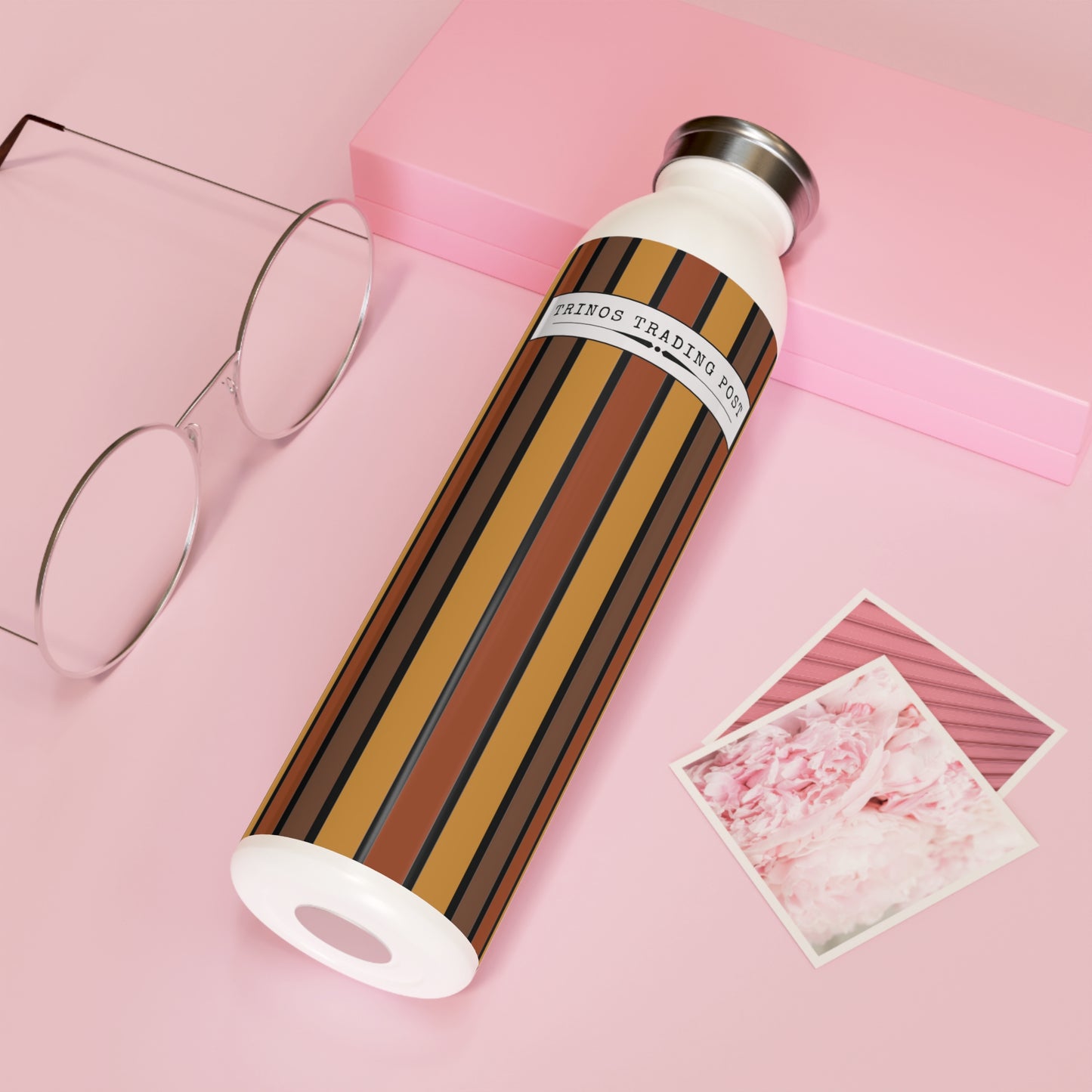 Funky 70's Style Retro Striped 20oz Slim Water Bottle