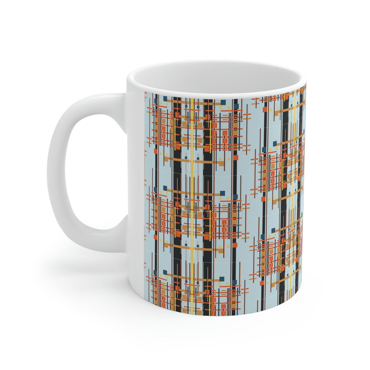 Bamboo Inspired Graphic Ceramic Mug in Light Blue