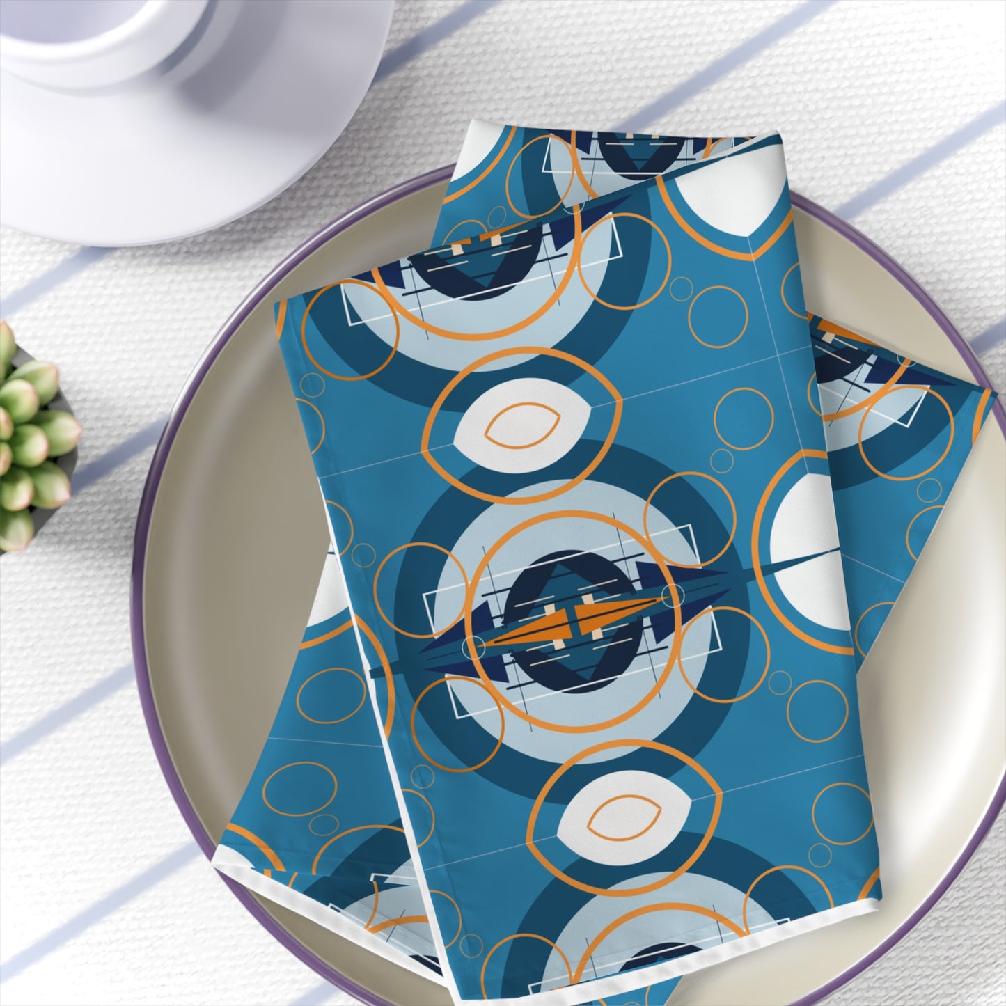 Napkins: Deco Blue Oscillation