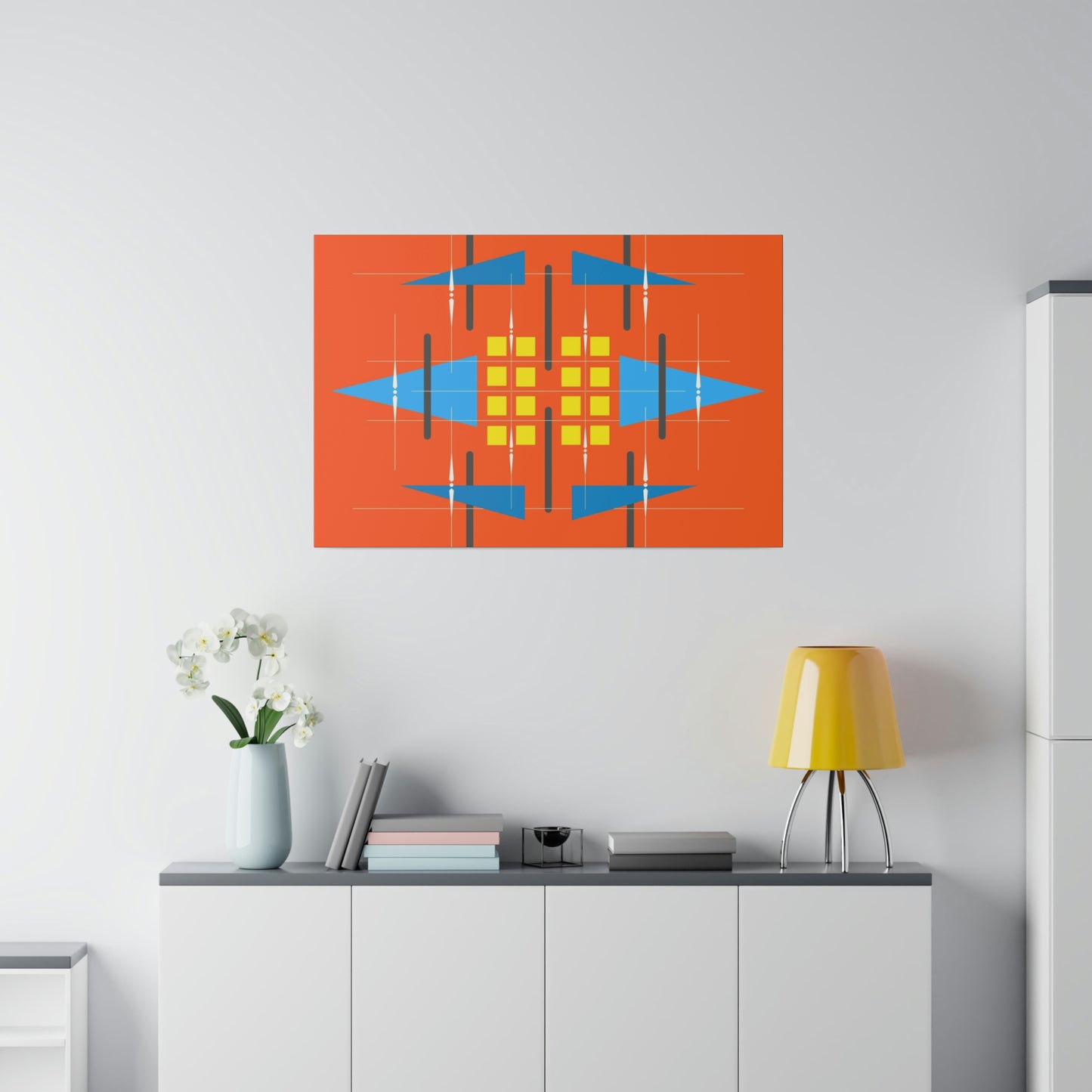 Orange - Universal Schematic 1: Geometric Abstract Deco Inspired Wall Art