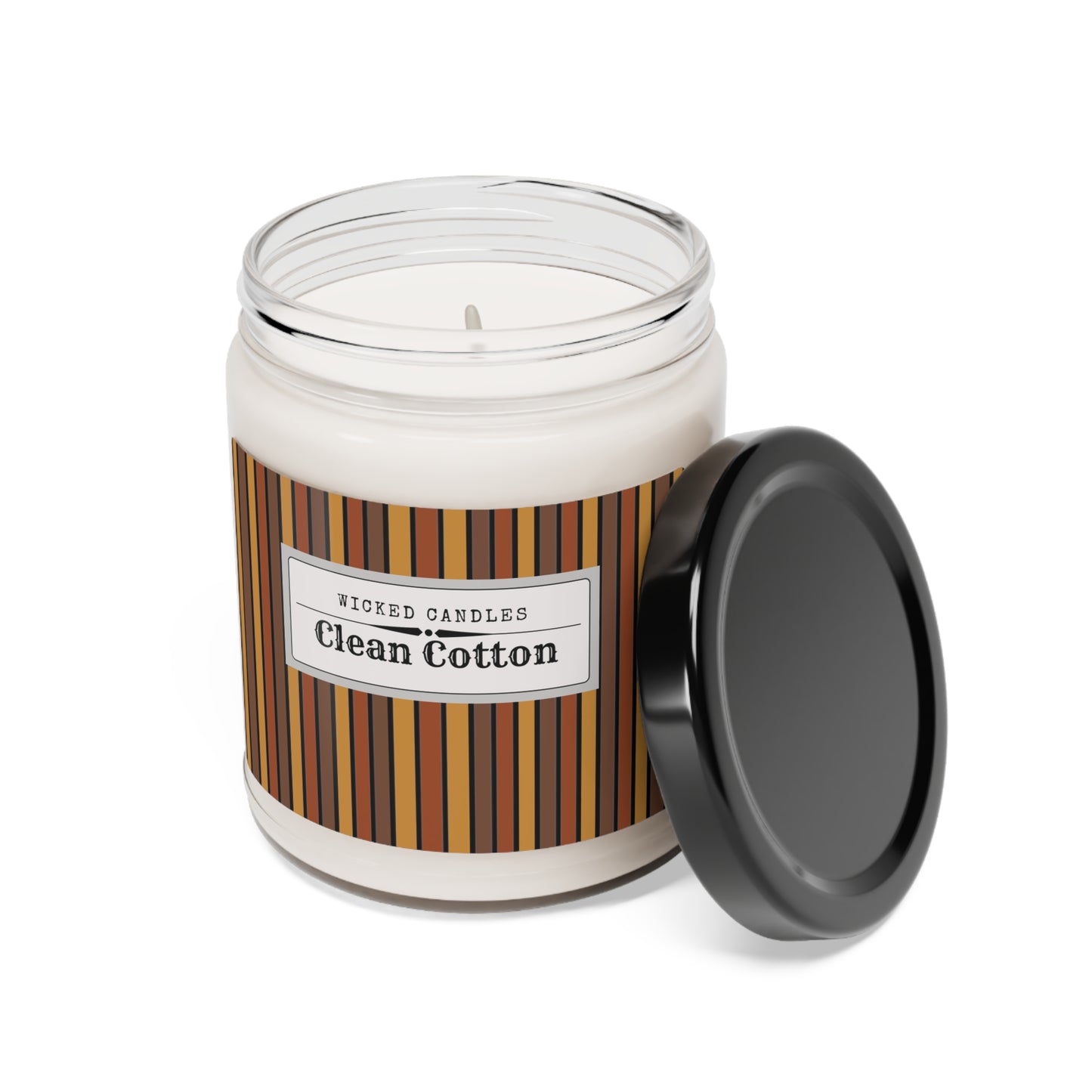 Funky 70's Style Retro Striped Scented Soy Candle, 9oz in Shades of Mahogany