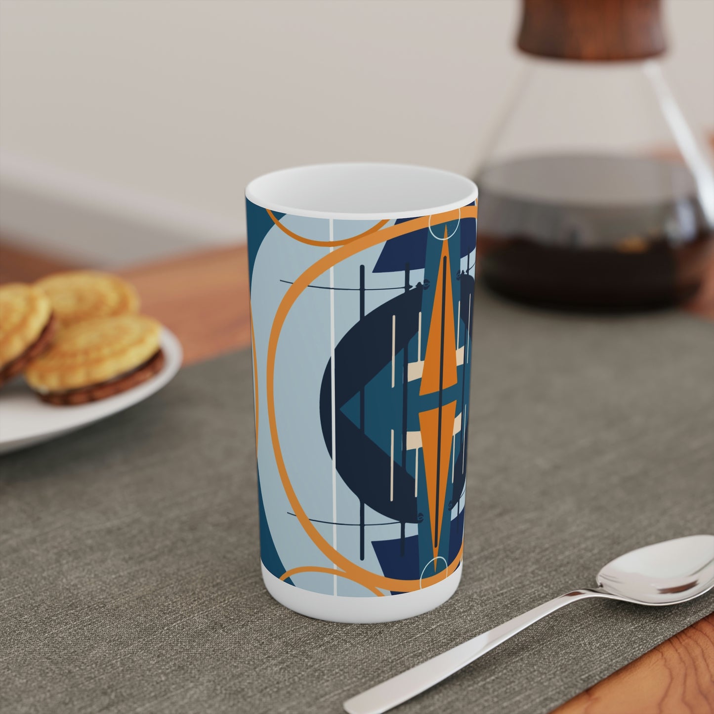 Super Graphic Deco Mixed Blue Conical Coffee Mugs (3oz, 8oz, 12oz)