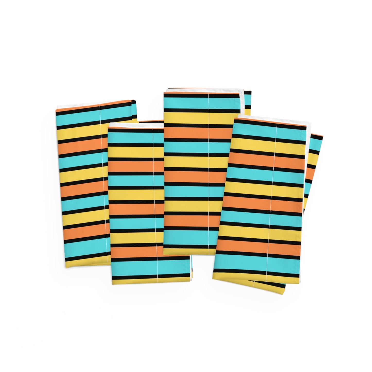 Funky 70's Style Striped Napkin: Goldenrod/Teal/Orange