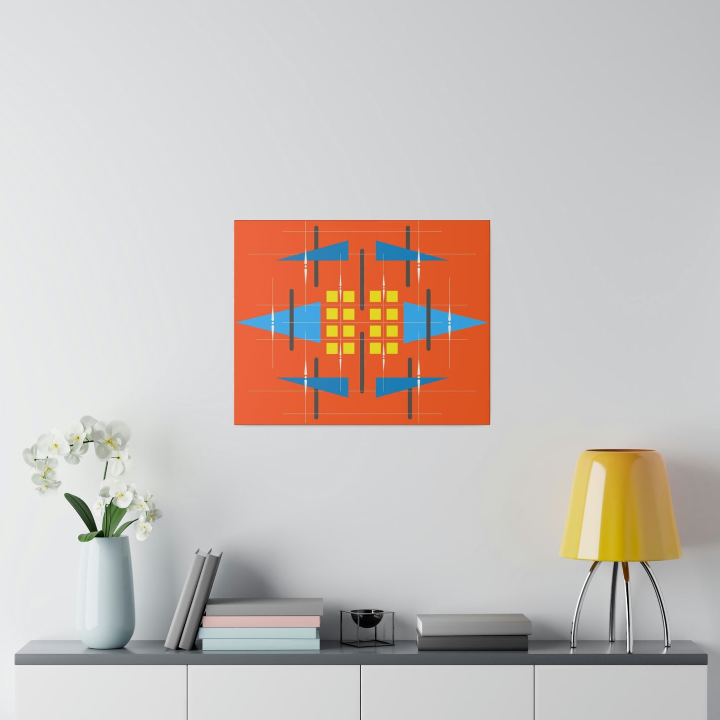 Orange - Universal Schematic 1: Geometric Abstract Deco Inspired Wall Art