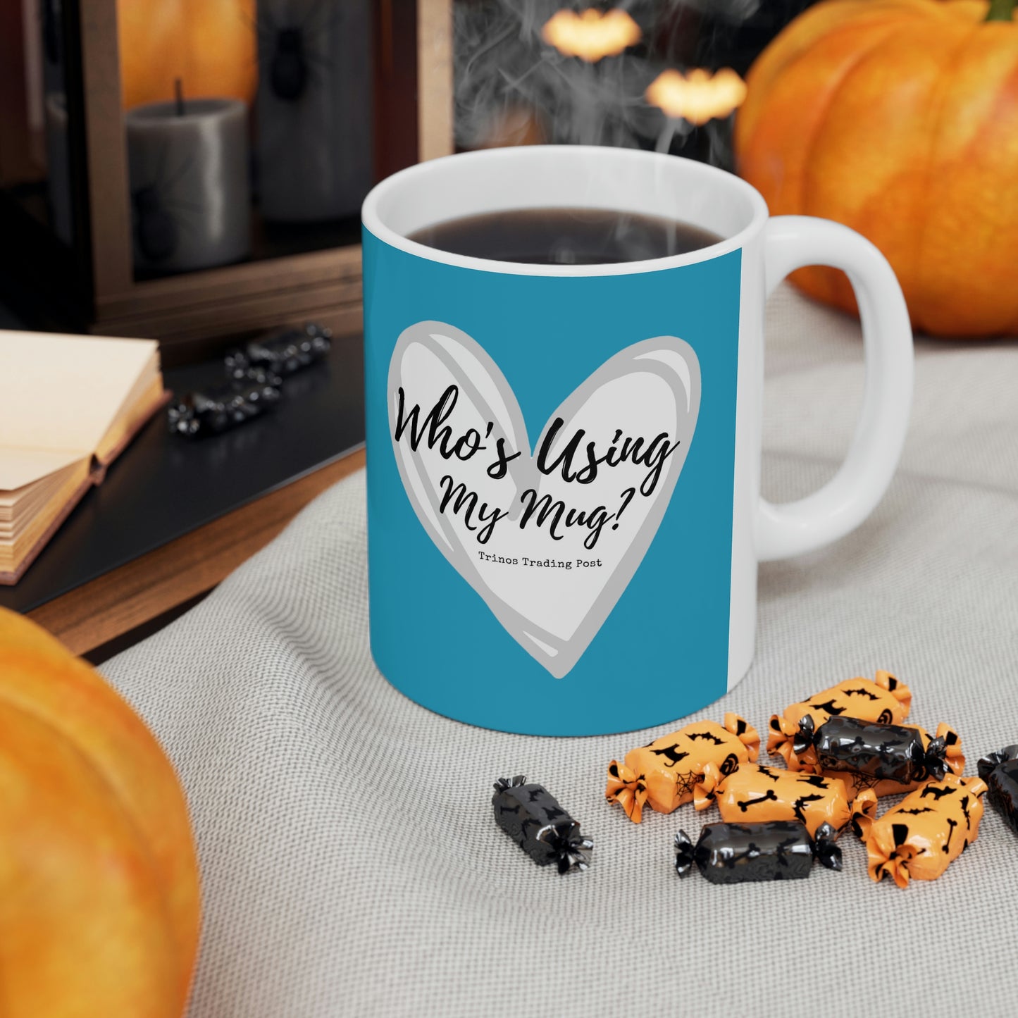 Who's Using My Mug? Brand Graphic 11oz Ceramic Mug in Turquoise