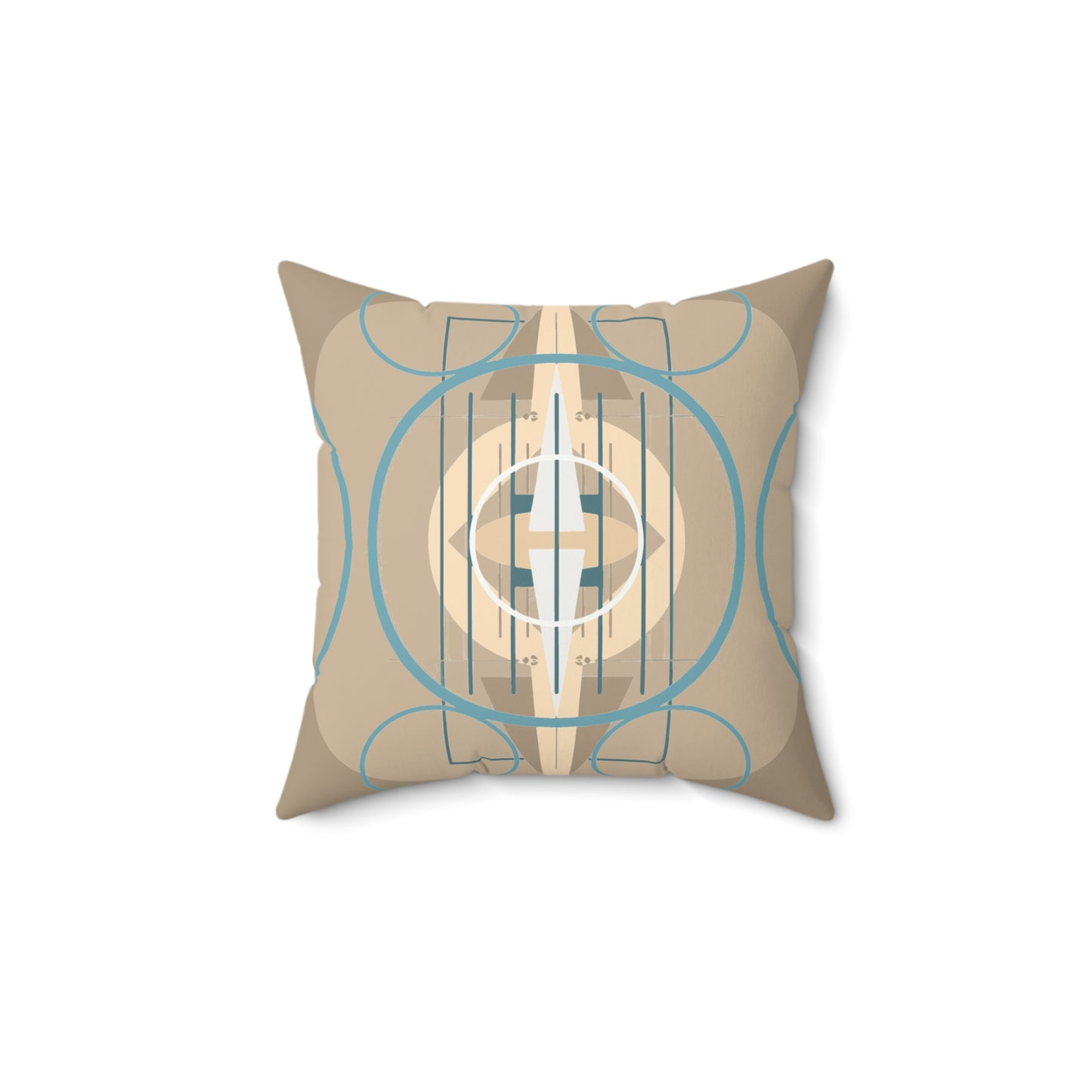 Deco Beige Oscillation Spun Polyester Square Pillow