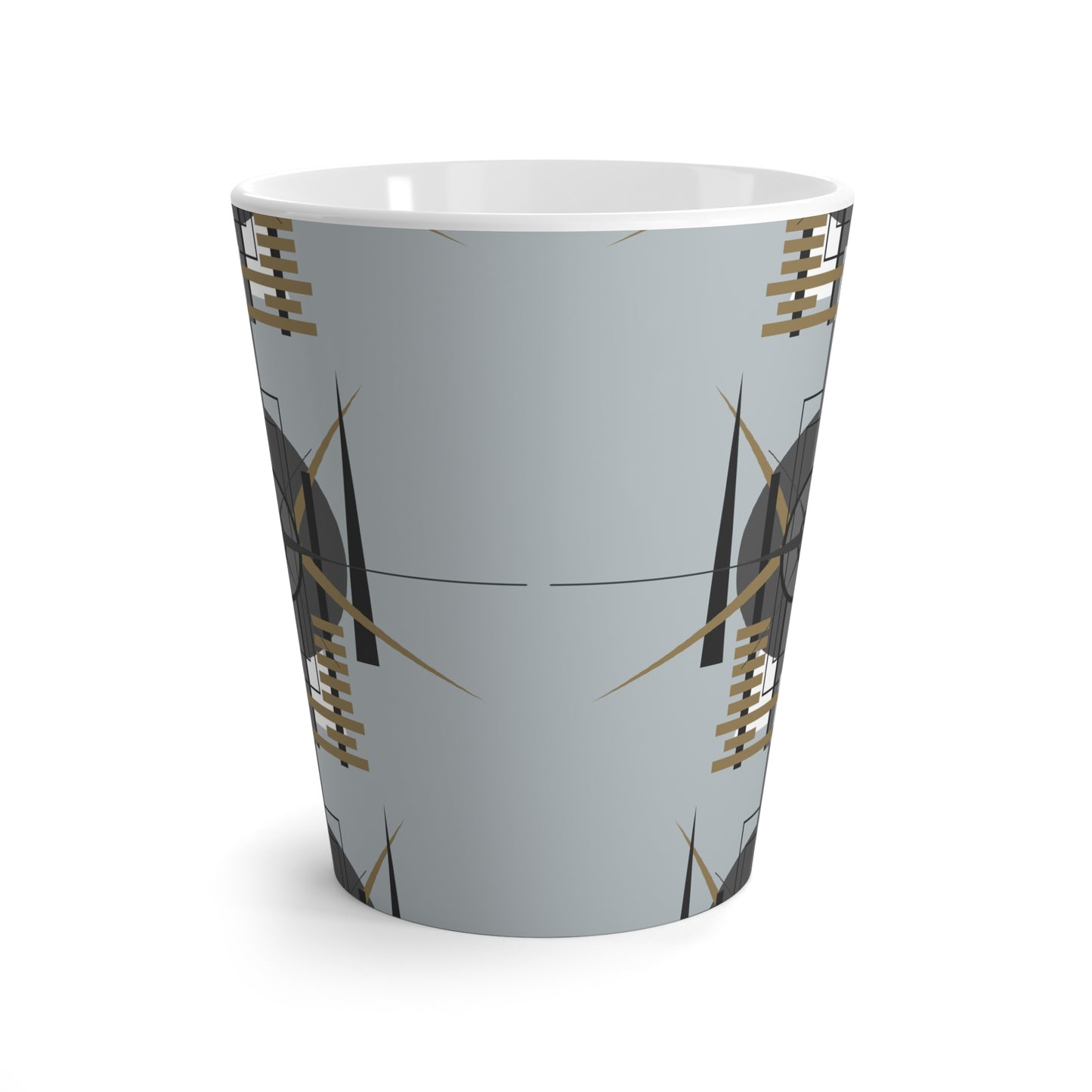 Deco Techno Grey Oscillation Graphic Latte Ceramic Mug