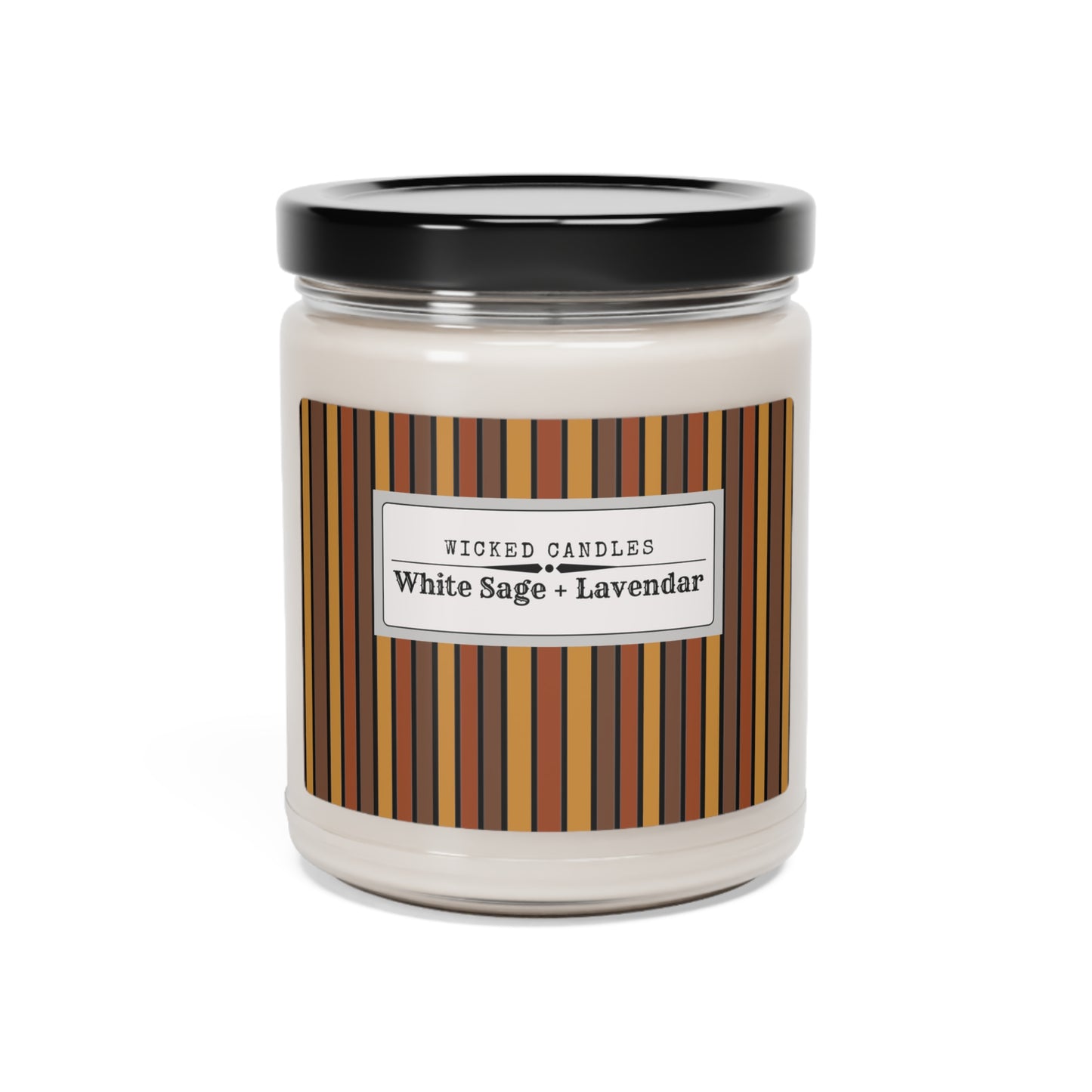 Funky 70's Style Retro Striped Scented Soy Candle, 9oz in Shades of Mahogany