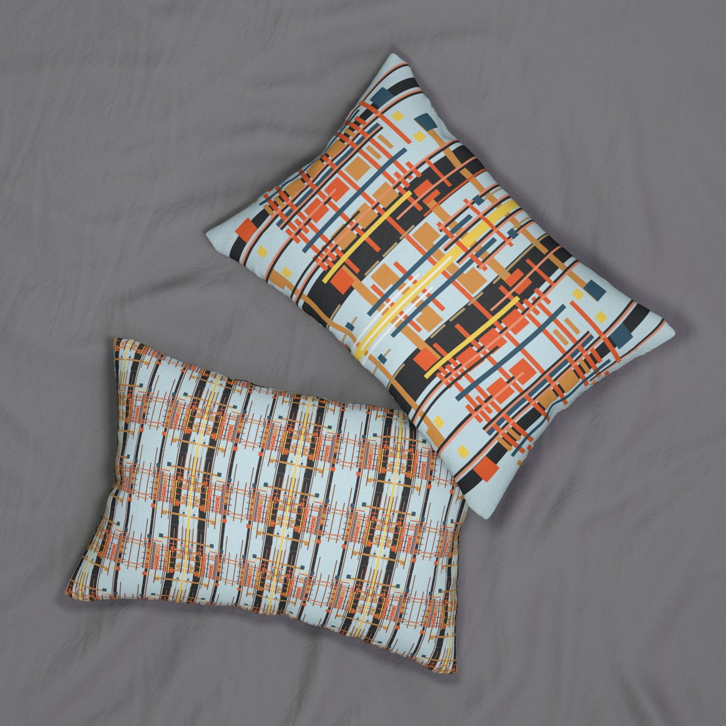 Solar Complex 5 - Steel Tin Grey Bamboo Spun Polyester Lumbar Pillow - 2 Sided Print