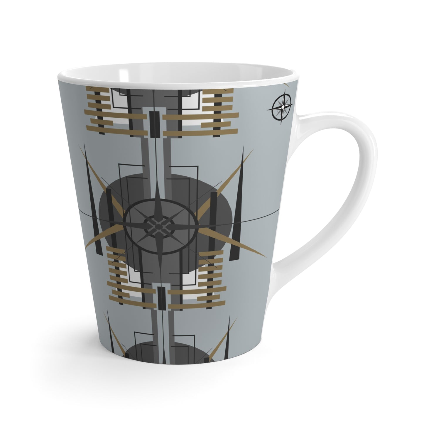 Deco Techno Grey Oscillation Graphic Latte Ceramic Mug