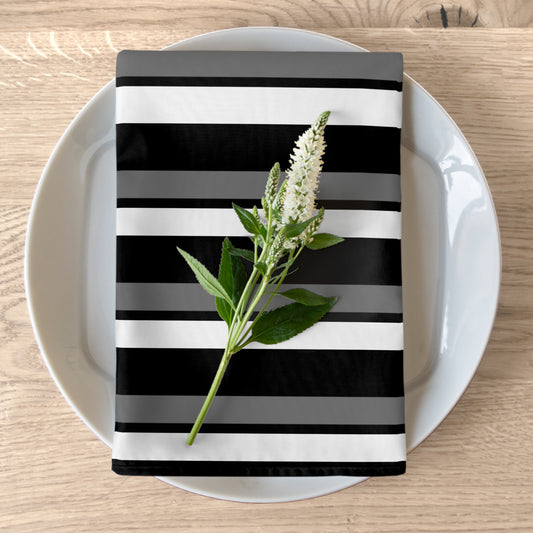 Funky 70's Style Striped Napkin: Monochrome Black/White/Grey