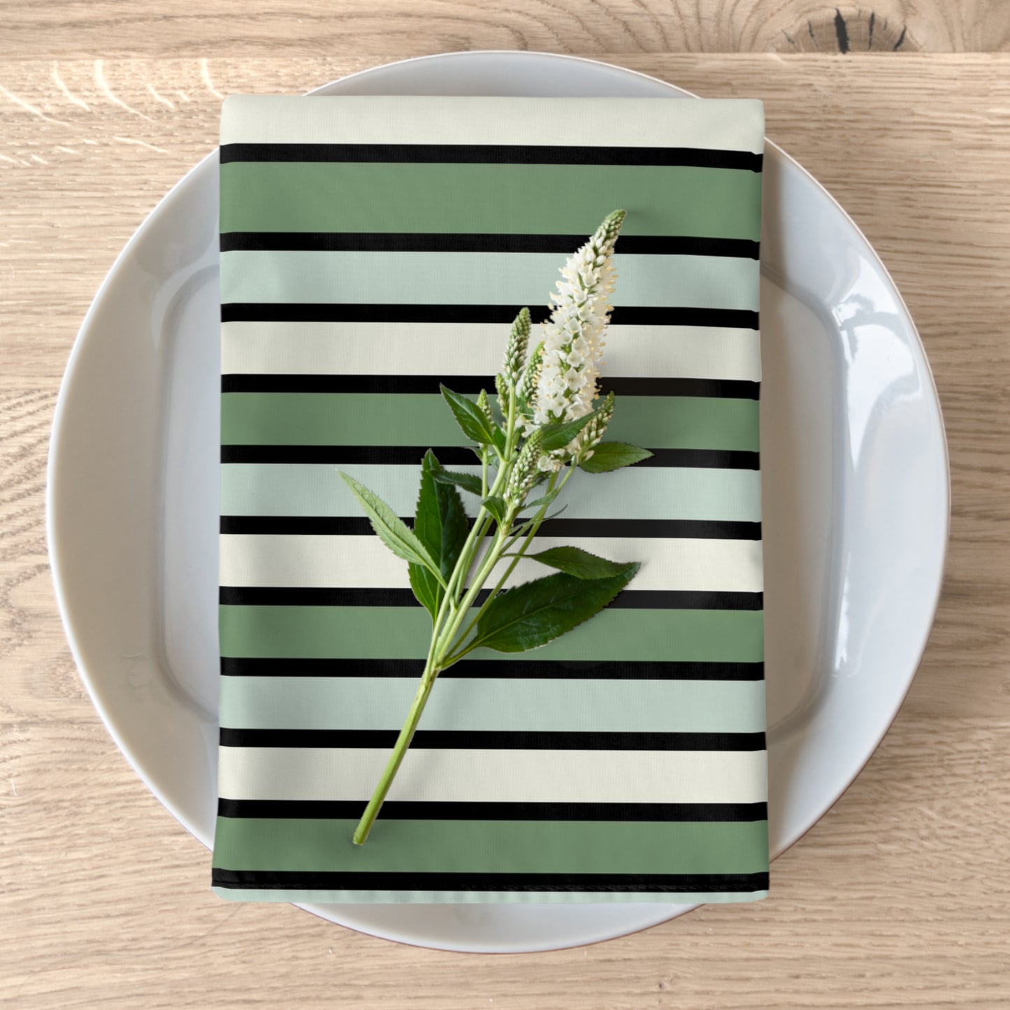 Funky 70's Style Striped Napkin: Shades of Seafoam Green