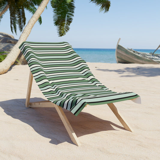 Funky 70's Retro Striped Beach Towel in Shades of Seafoam Green