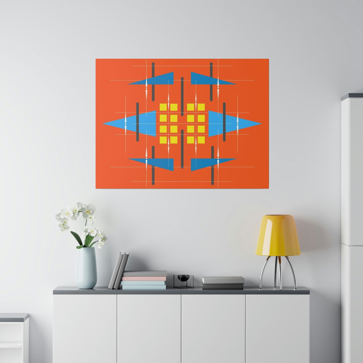 Orange - Universal Schematic 1: Geometric Abstract Deco Inspired Wall Art