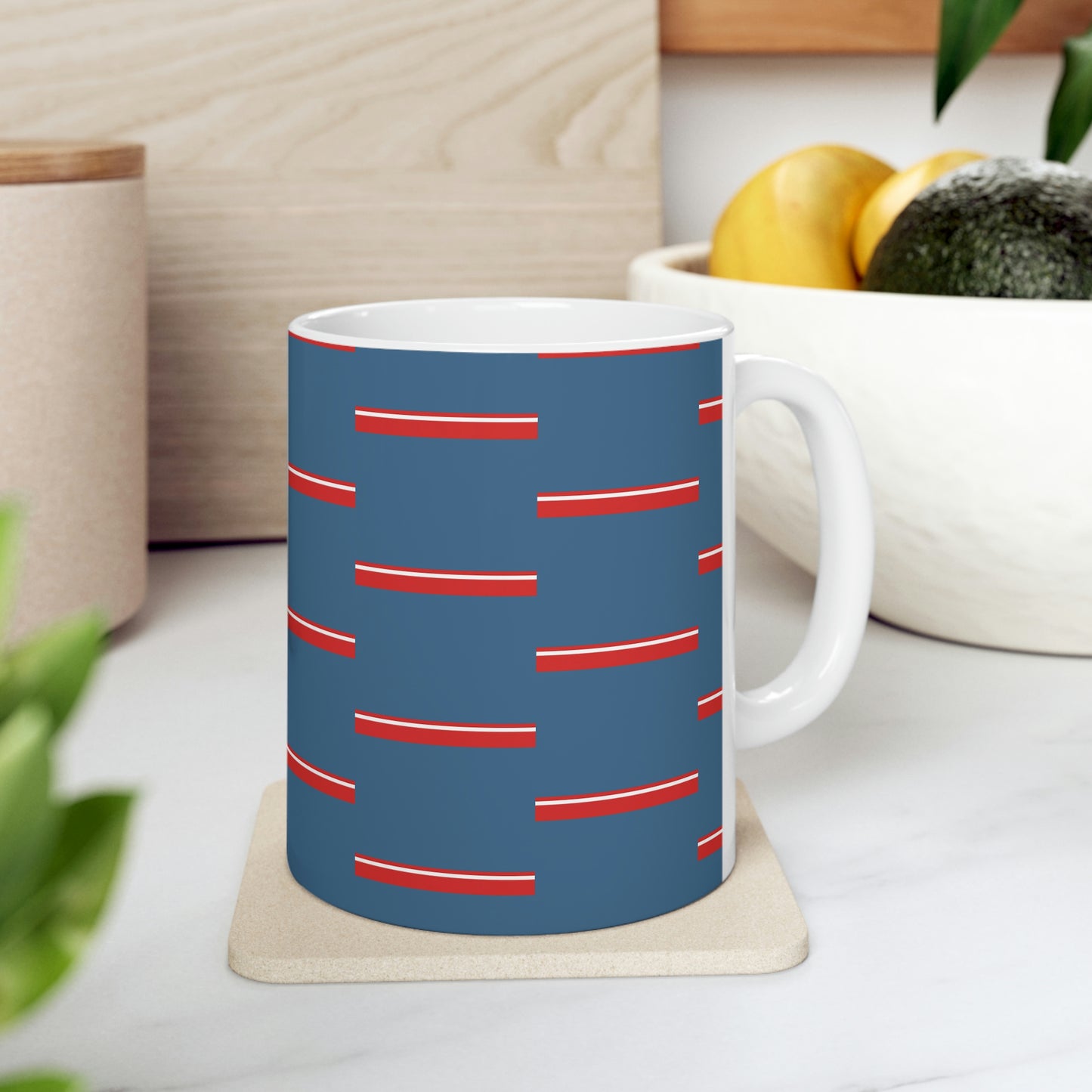 Red Line Horizon Sea Blue Ceramic Mug 11oz