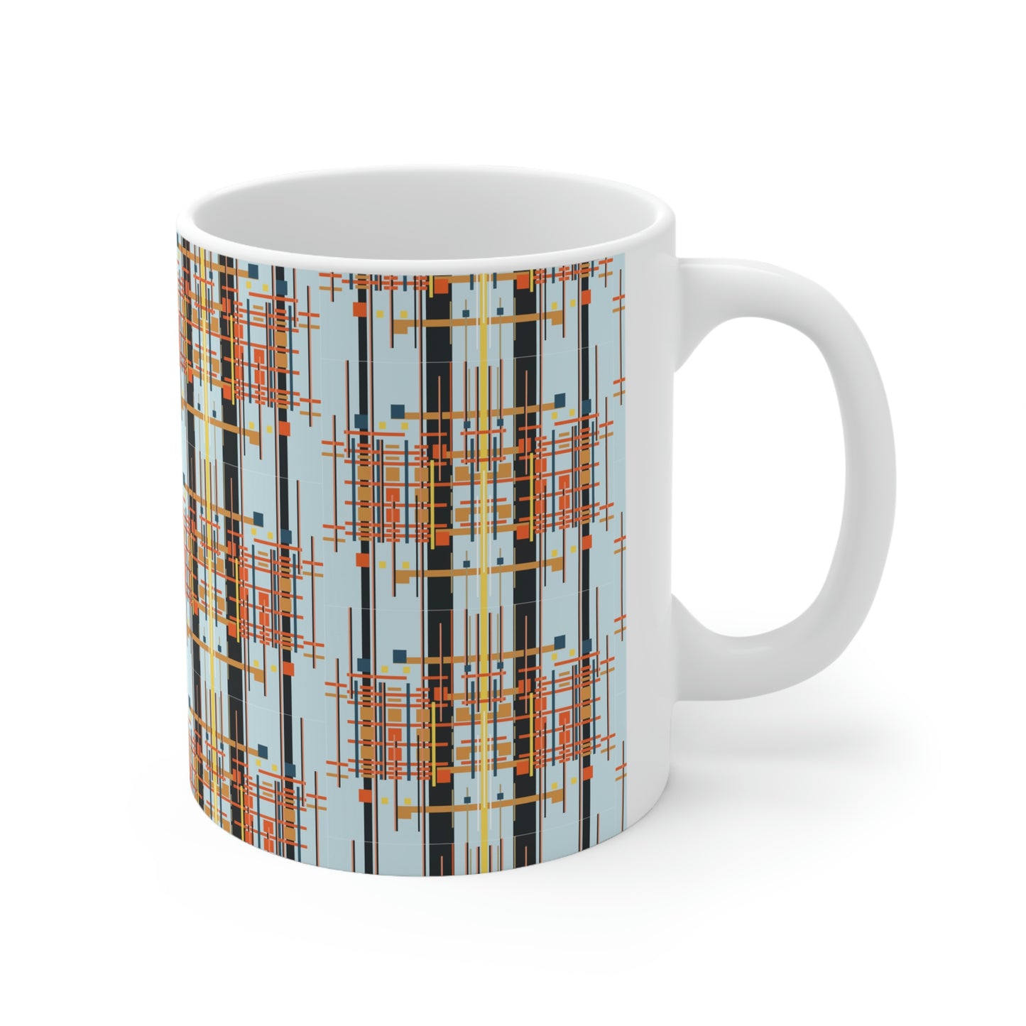 Bamboo Inspired Graphic Ceramic Mug in Light Blue