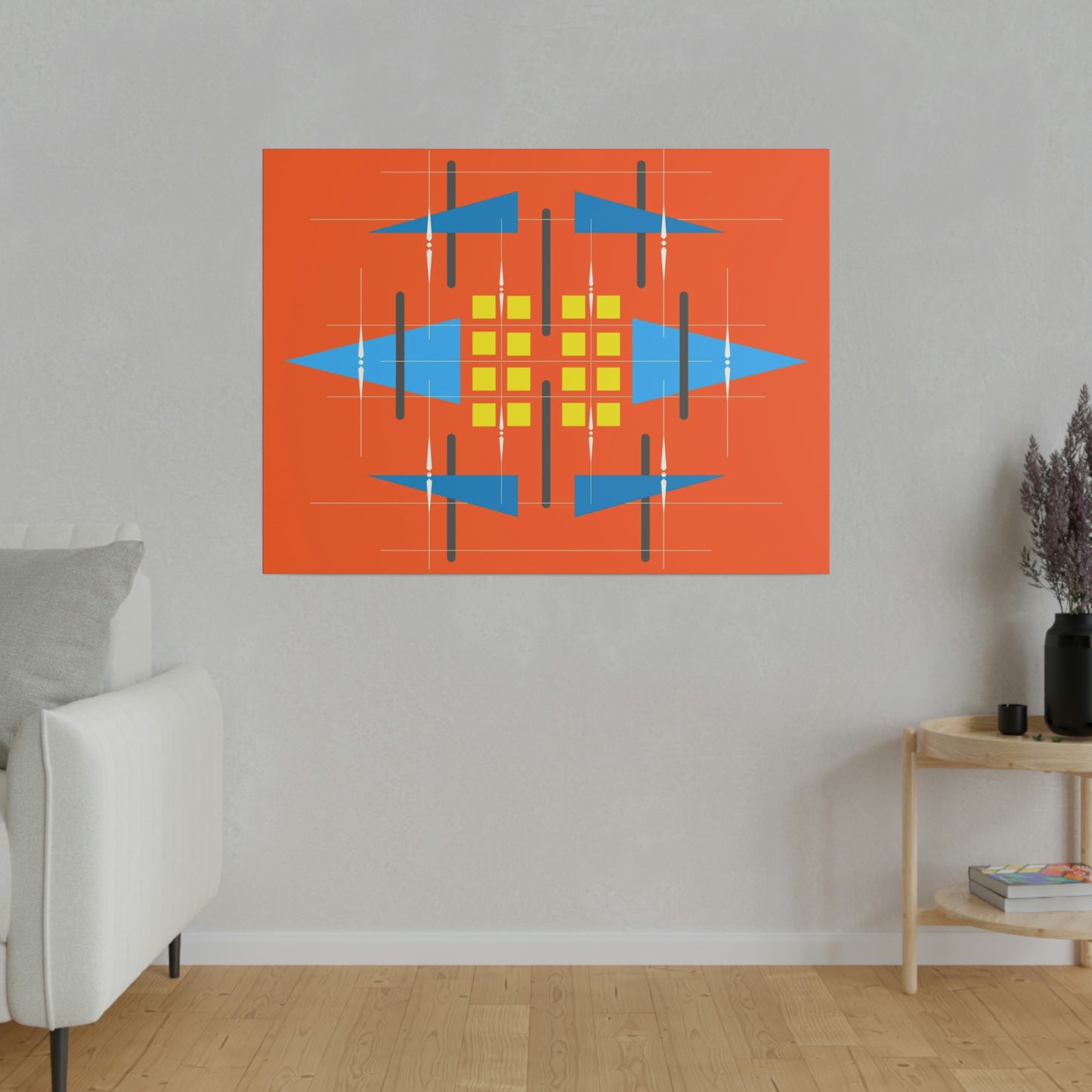 Orange - Universal Schematic 1: Geometric Abstract Deco Inspired Wall Art