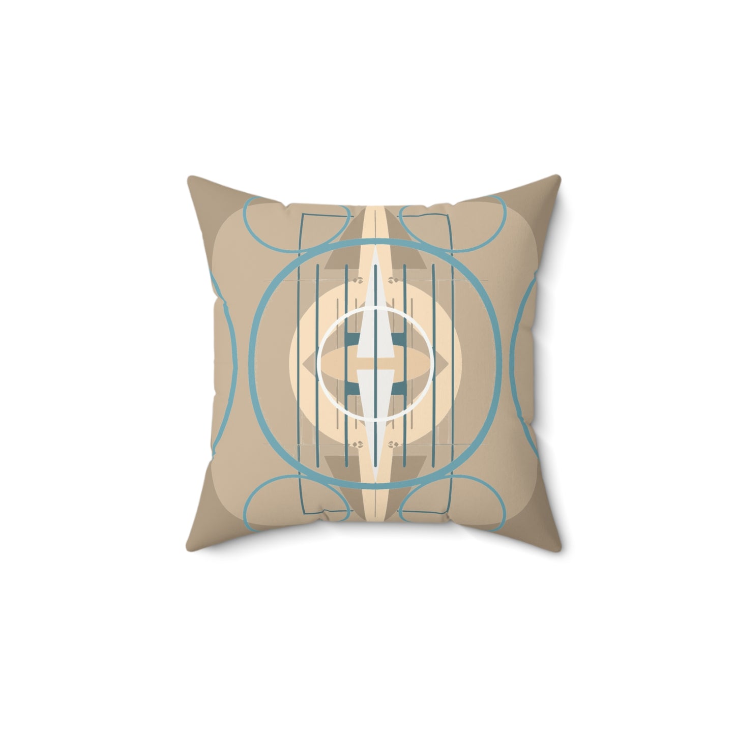 Deco Beige Oscillation Spun Polyester Square Pillow