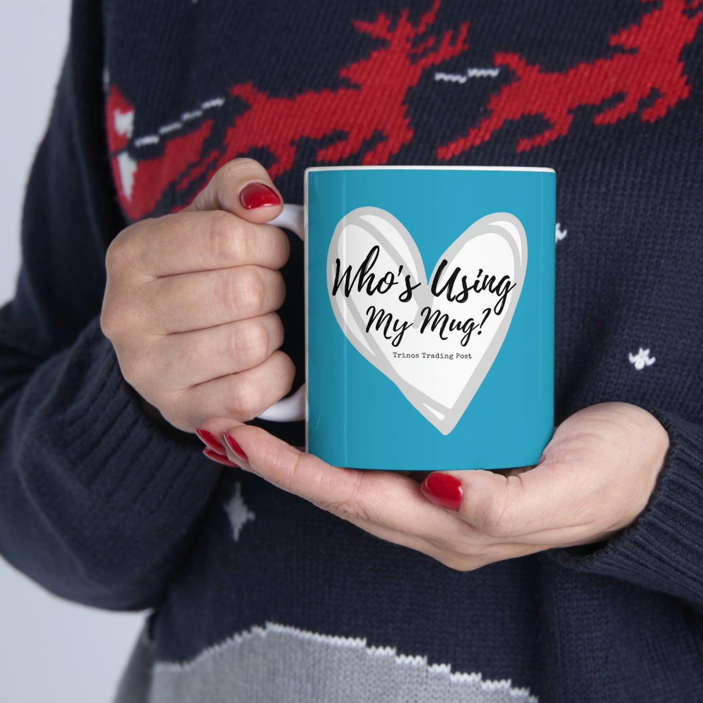 Who's Using My Mug? Brand Graphic 11oz Ceramic Mug in Turquoise