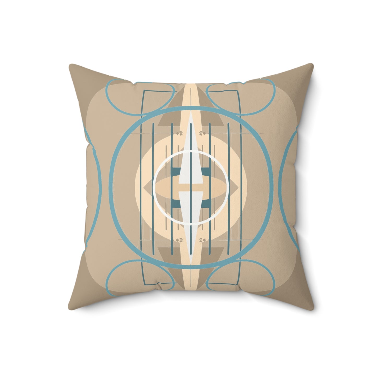 Deco Beige Oscillation Spun Polyester Square Pillow