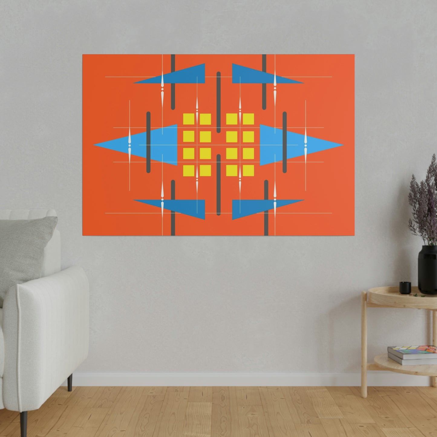 Orange - Universal Schematic 1: Geometric Abstract Deco Inspired Wall Art