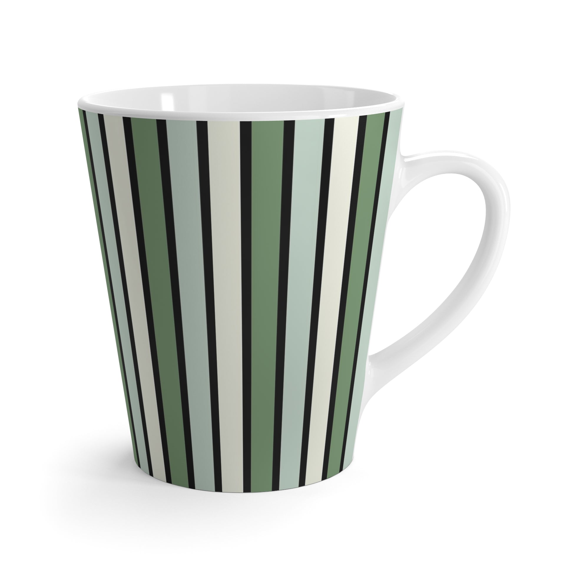 Funky Retro 70's Striped Ceramic Latte Mug: Shades of Seafoam Green –  Trinos Trading Post