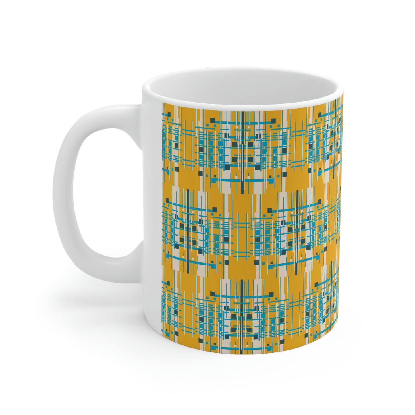 Bamboo Inspired Graphic Ceramic Mug in Yellow Grass