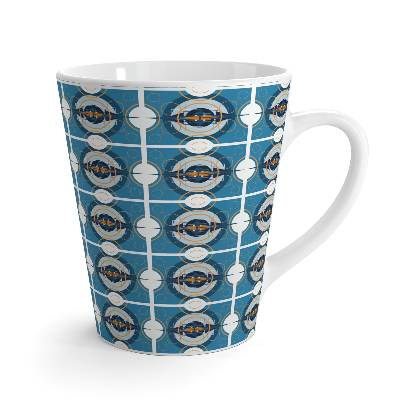 Deco Blue Oscillation Graphic Latte Ceramic Mug