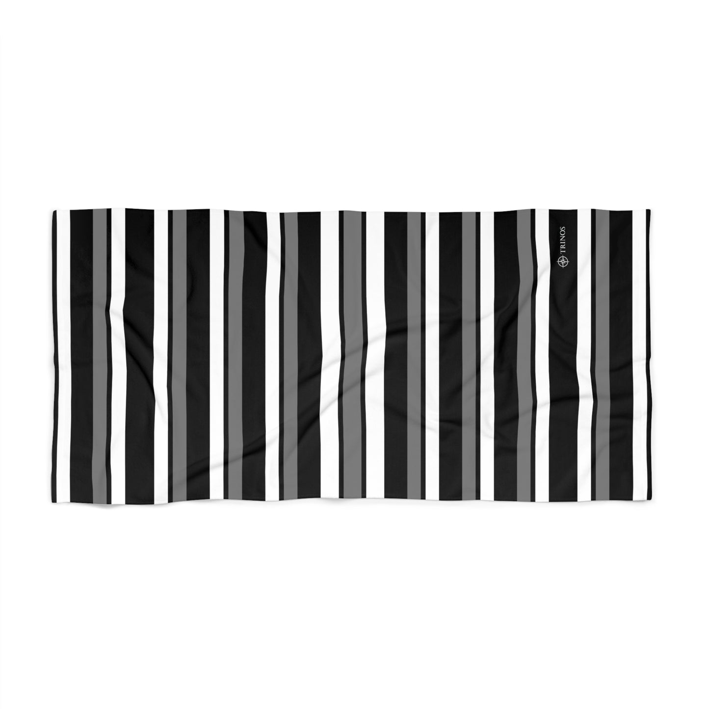 Funky 70's Retro Striped Beach Towel in Monochrome Black/White/Grey