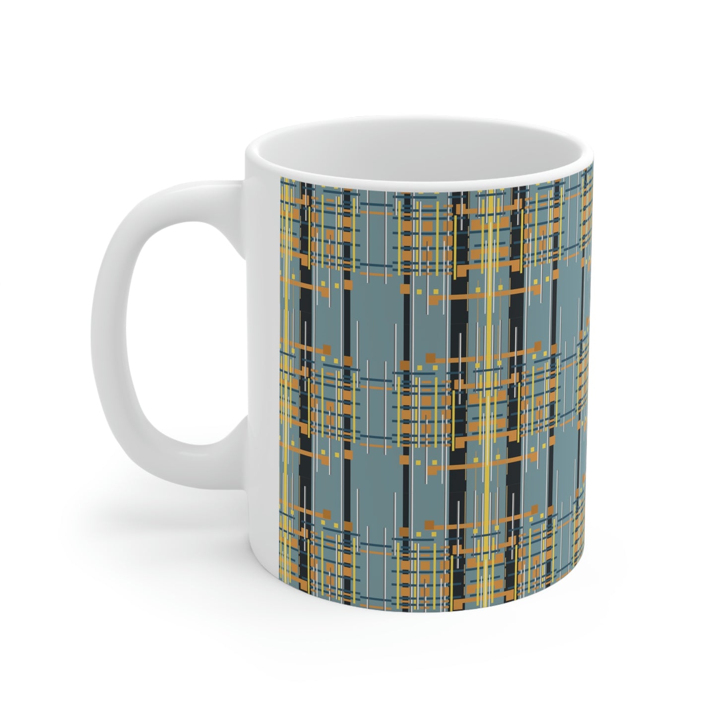 Bamboo Inspired Graphic Ceramic Mug in Light Grey