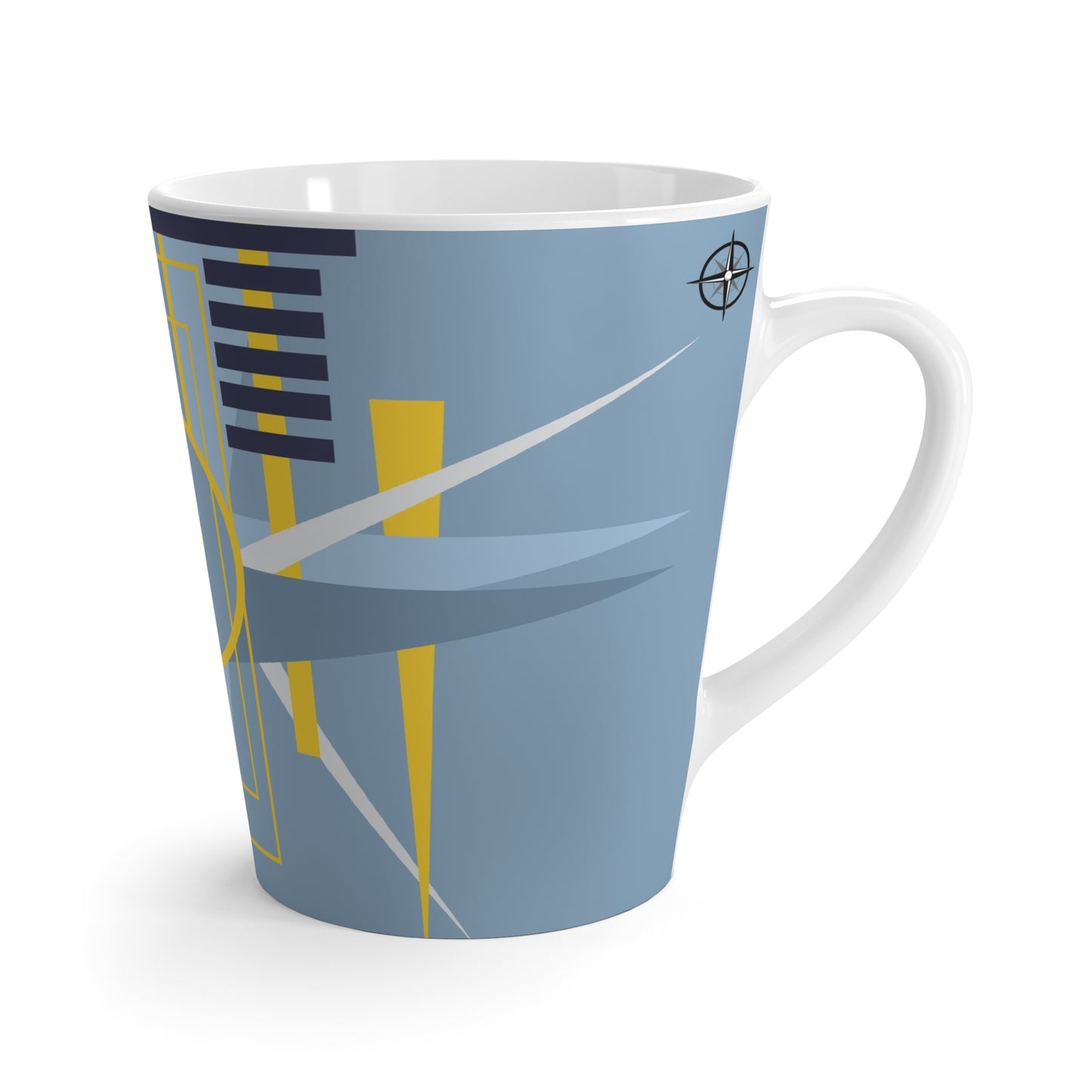 Deco Aviation Grey Oscillation Graphic Latte Ceramic Mug