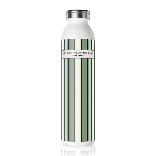 Funky 70's Style Retro Stiped 20oz Slim Water Bottle in shades of Seafoam Green