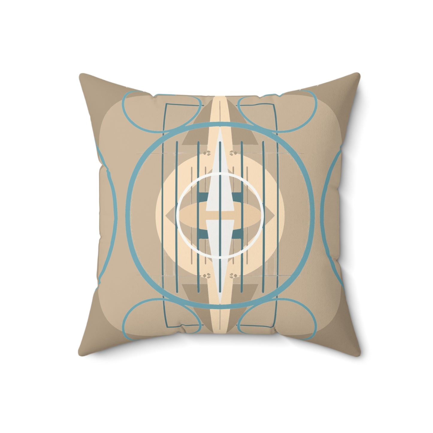 Deco Beige Oscillation Spun Polyester Square Pillow