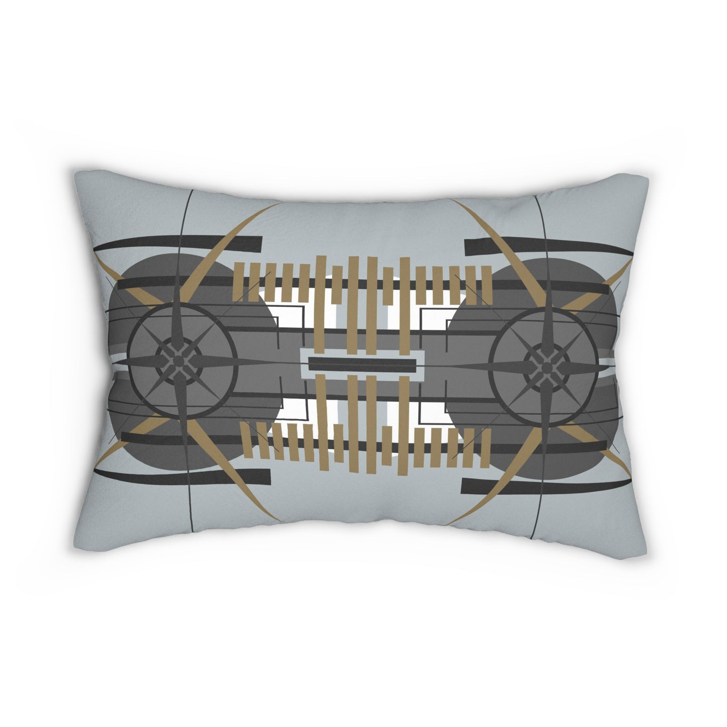 Techno Grey Deco Oscillation Spun Polyester Lumbar Pillow